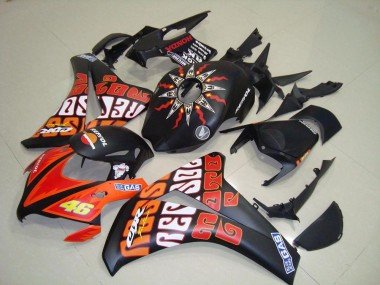 2008-2011 Matte Black Orange Rossi Repsol 46 Honda CBR1000RR Motorcycle Fairings