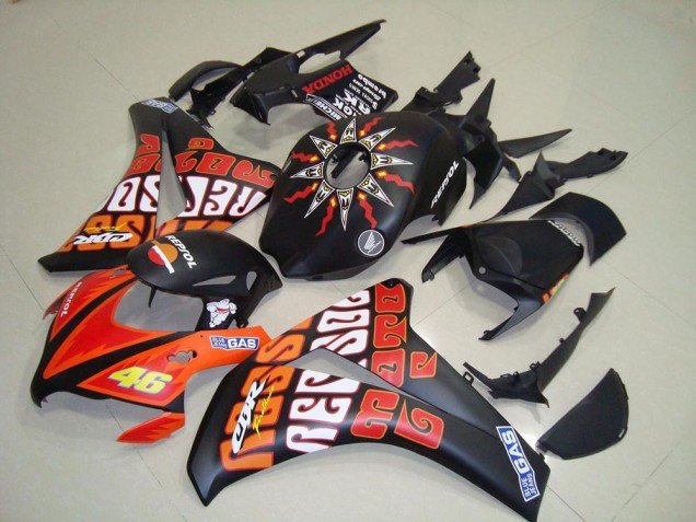 2008-2011 Matte Black Orange Rossi Repsol 46 Honda CBR1000RR Motorcycle Fairings