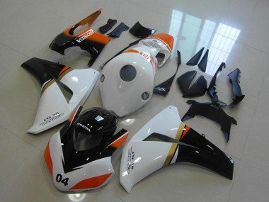 2008-2011 White Orange Glossy Black Racing Honda CBR1000RR Motorcycle Fairings