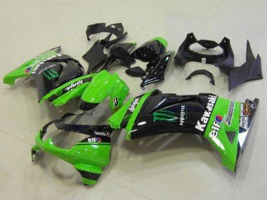 2008-2012 Green Glossy Black Elf Monster Bridgestone Kawasaki ZX250R Motorcycle Fairings