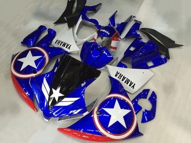 2009-2011 Blue White Red Black Star Captain America Yamaha YZF R1 Motorcycle Fairings