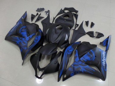 2009-2012 Matte Black Blue Skull Honda CBR600RR Motorcycle Fairings