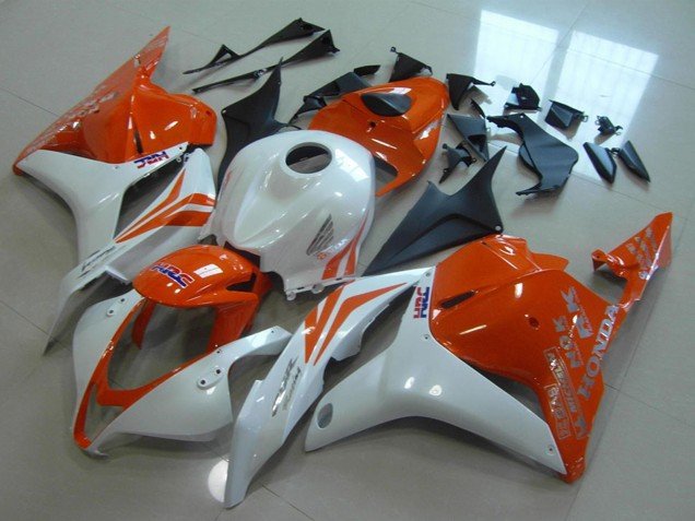 2009-2012 White Orange HRC Honda CBR600RR Motorcycle Fairings