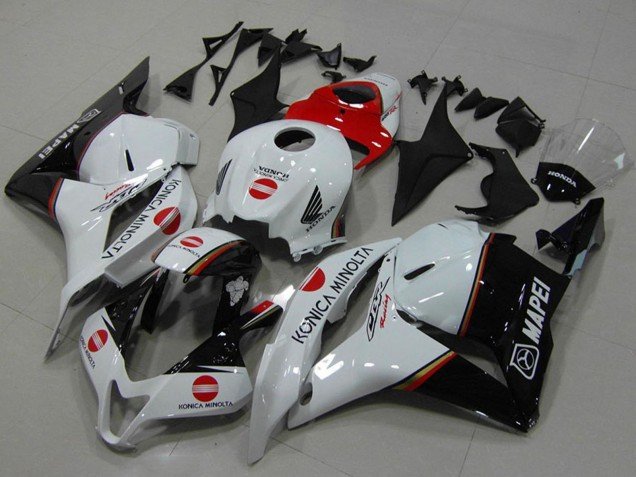 2009-2012 White Red Glossy Black Konica Minolta Honda CBR600RR Motorcycle Fairings