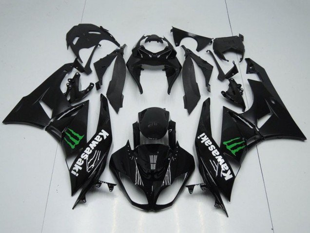 2009-2012 Glossy Black Green Monster Kawasaki ZX6R Motorcycle Fairings