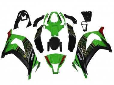 2011-2015 Green Glossy Black Red Honeycomb Kawasaki ZX10R Motorcycle Fairings