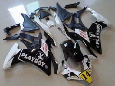 2013-2015 White Yellow Glossy Black Playboy 14 Honda CBR500R Motorcycle Fairings