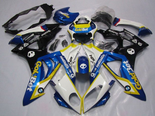 2009-2014 White Yellow Blue Glossy Black GoldBet HP BMW S1000RR Motorcycle Fairings