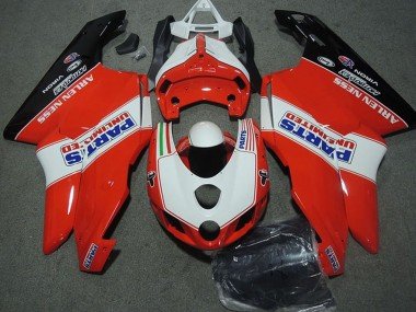 2003-2004 White Red Glossy Black Parts Unlimited Ducati 749 999 Motorcycle Fairings