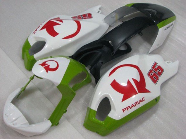2008-2012 White Green Red Pramac 65 Ducati Monster 696 Motorcycle Fairings