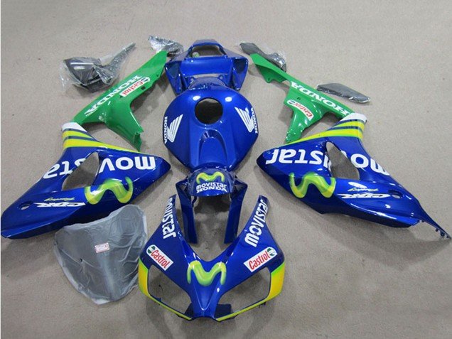 2006-2007 Blue Green Yellow MoviStar Castrol Honda CBR1000RR Motorcycle Fairings