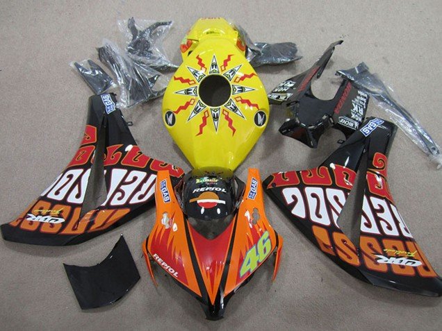 2008-2011 Yellow Orange Glossy Black Rossi Repsol 46 Honda CBR1000RR Motorcycle Fairings