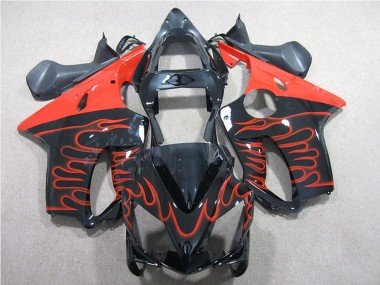2001-2003 Glossy Black Red Flame Honda CBR600 F4i Motorcycle Fairing Kits
