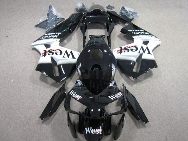 2003-2004 Glossy Black White West Honda CBR600RR Motorcycle Fairings