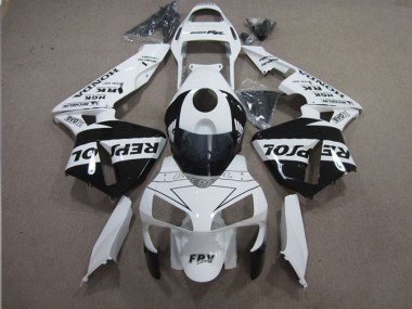 2003-2004 White Glossy Black Repsol Honda CBR600RR Motorcycle Fairings