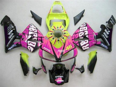2003-2004 Yellow Pink Glossy Black Valentino Rossi Honda CBR600RR Motorcycle Fairings