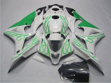 2007-2008 White Green Flame Honda CBR600RR Motorcycle Fairings