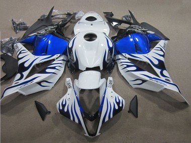 2009-2012 White Blue Flame Honda CBR600RR Motorcycle Fairings