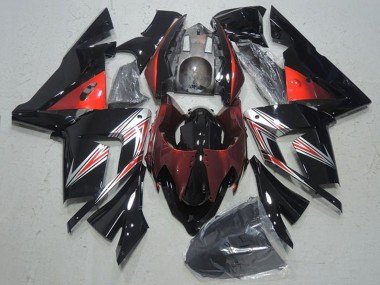 2004-2005 Black Red Kawasaki ZX10R Motorcycle Fairings