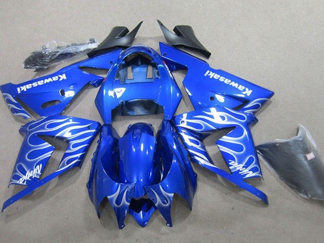 2004-2005 Blue White Flame Kawasaki ZX10R Motorcycle Fairing