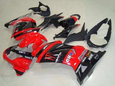 2008-2012 Red Glossy Black Elf Touch4 Monster Kawasaki ZX250R Motorcycle Fairings