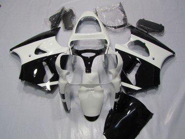 2000-2002 White Glossy Black Kawasaki ZX6R Motorcycle Fairings