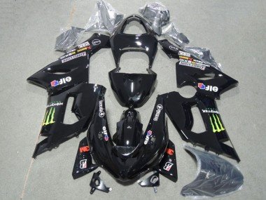 2005-2006 Glossy Black Green Monster Kawasaki ZX6R Motorcycle Fairings