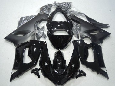 2005-2006 Glossy Black Matte Black Kawasaki ZX6R Motorcycle Fairings