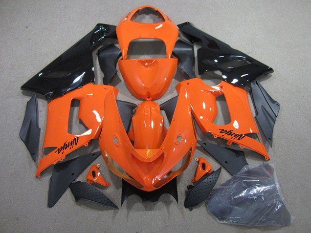 2005-2006 Orange Black Kawasaki ZX6R Motorcycle Fairing Kits