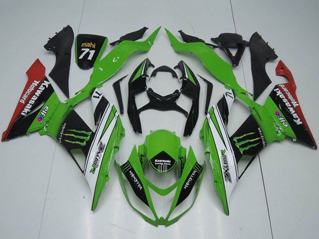2013-2018 Green White Black Red Monster Kawasaki ZX6R Motorcycle Fairings