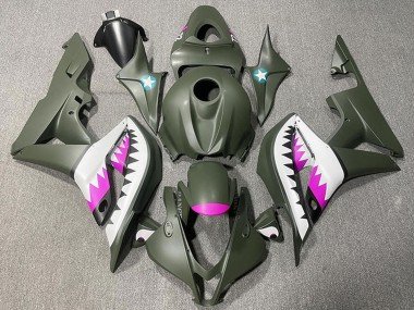 2007-2008 Army Green White Pink Shark Honda CBR600RR Motorcycle Fairings