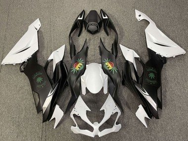 2019-2023 White Black Happy Face Kawasaki ZX6R Motorcycle Fairings