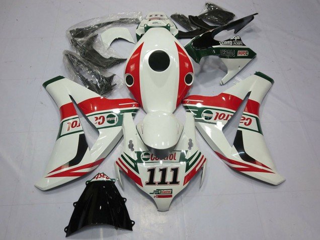 2008-2011 White Red Green Castrol 111 Honda CBR1000RR Motorcycle Fairings