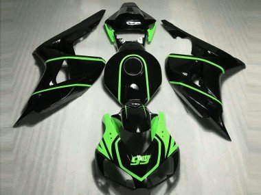 2006-2007 Glossy Black High Viz Green Honda CBR1000RR Motorcycle Fairings