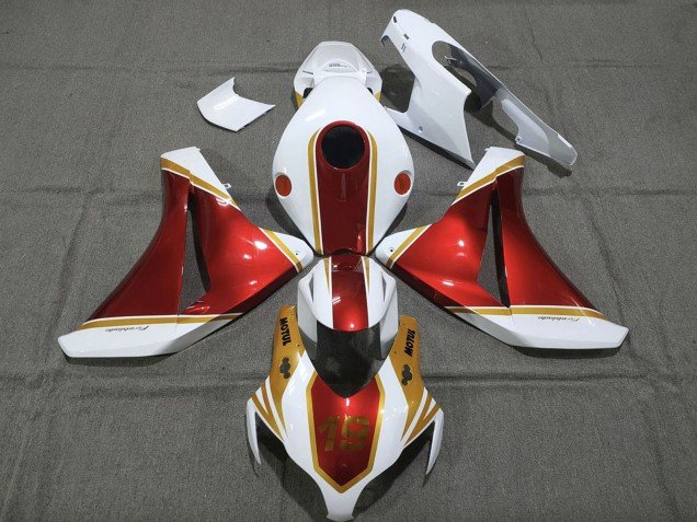 2008-2011 White Red Gold Honda CBR1000RR Motorcycle Fairings
