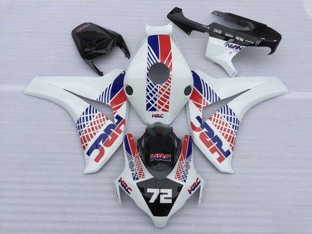 2008-2011 White Blue Red HRC 72 Honda CBR1000RR Motorcycle Fairings