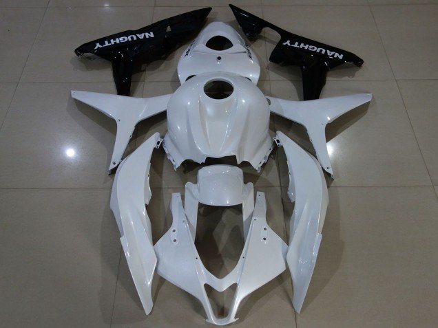 2007-2008 White Glossy Black Honda CBR600RR Motorcycle Fairing