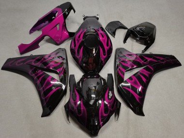 2008-2011 Glossy Black Pink Flame Honda CBR1000RR Motorcycle Fairings