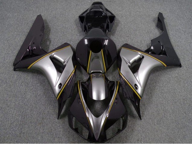 2006-2007 Silver Yellow Glossy Black Pin Stripe Honda CBR1000RR Motorcycle Fairings