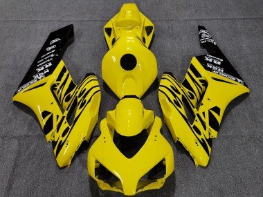 2004-2005 Yellow Glossy Black Flame Honda CBR1000RR Motorcycle Fairings