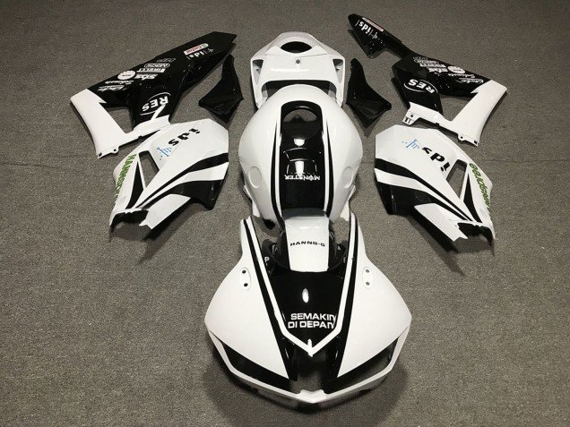 2013-2023 White Glossy Black Honda CBR600RR Motorcycle Fairings