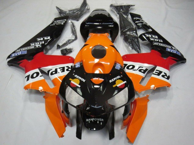 2005-2006 Orange Red White Black Bottom Repsol Honda CBR600RR Motorcycle Fairings
