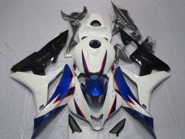 2007-2008 White Blue Glossy Black OEM Style Honda CBR600RR Motorcycle Fairings