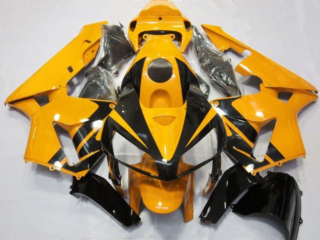 2005-2006 Bright Orange Glossy Black Design Honda CBR600RR Motorcycle Fairings