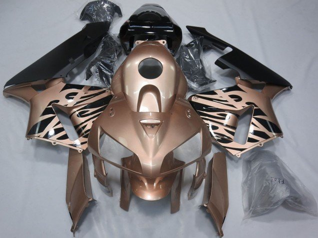 2005-2006 Glossy Black Bronze Flame Honda CBR600RR Motorcycle Fairings