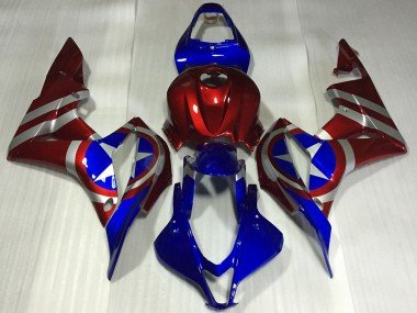 2007-2008 Red Silver Blue Captain America Honda CBR600RR Motorcycle Fairings