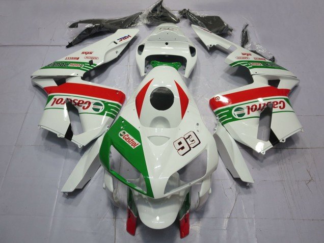 2005-2006 White Green Red Castrol 93 Honda CBR600RR Motorcycle Fairings