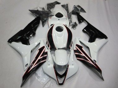 2007-2008 White Glossy Black OEM Style Honda CBR600RR Motorcycle Fairings