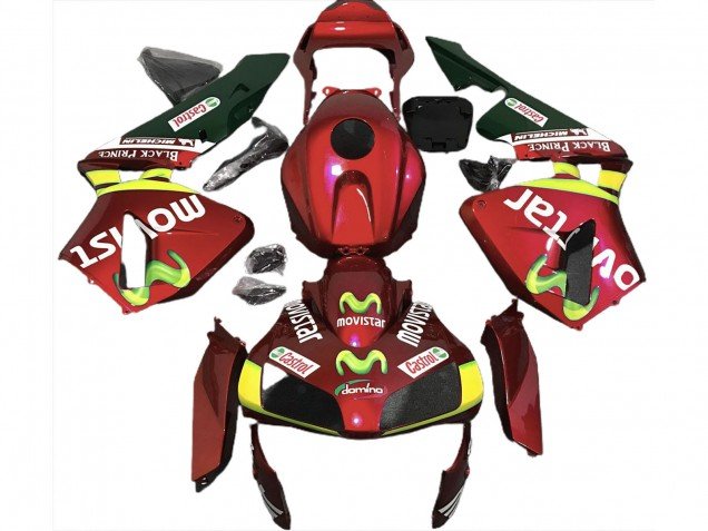 2003-2004 Red Yellow Green MoviStar Honda CBR600RR Motorcycle Fairings