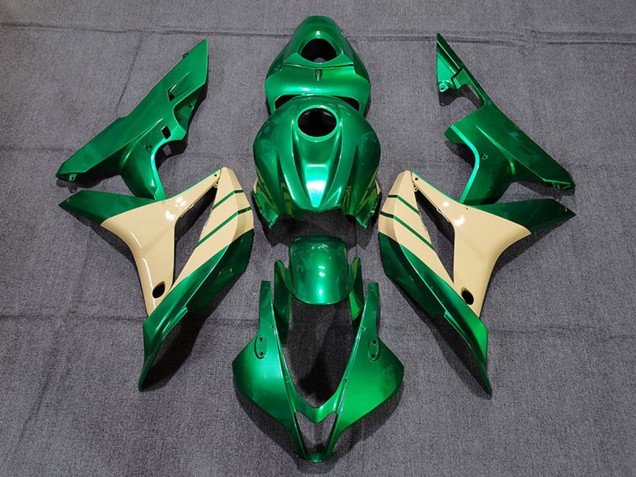 2007-2008 Emerald Green Tan Honda CBR600RR Motorcycle Fairings